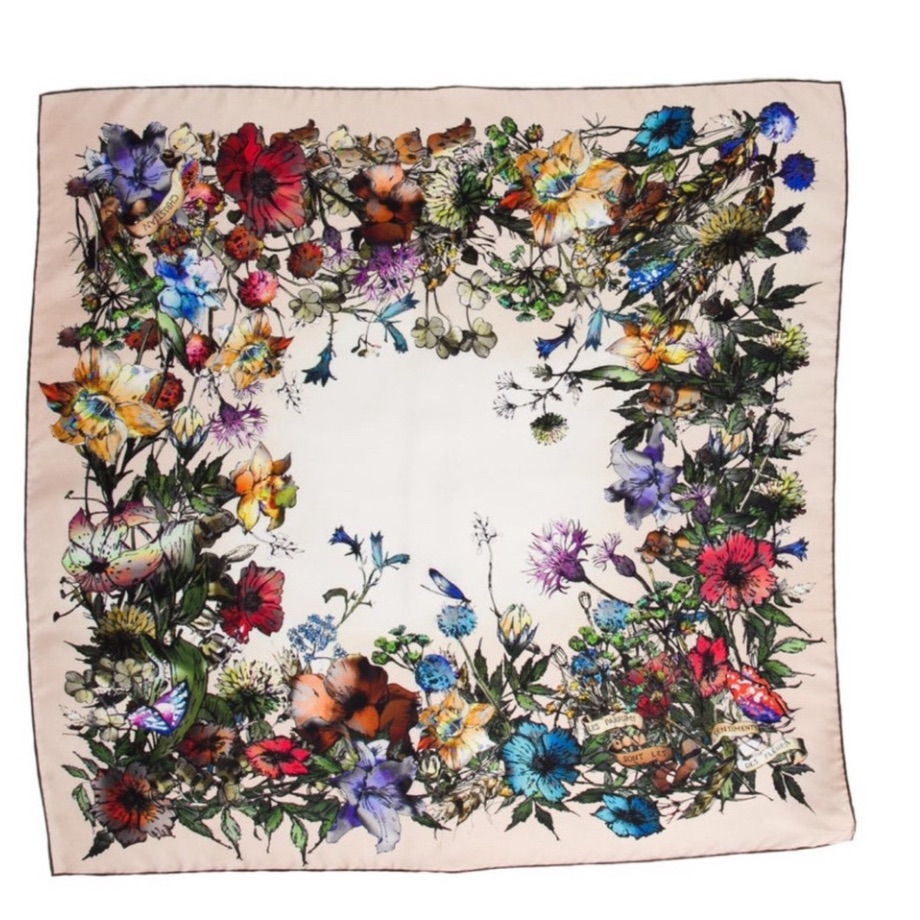 Christian Dior, Millie Fleur 100% Silk Scarf Nwt Limited Edition With Box